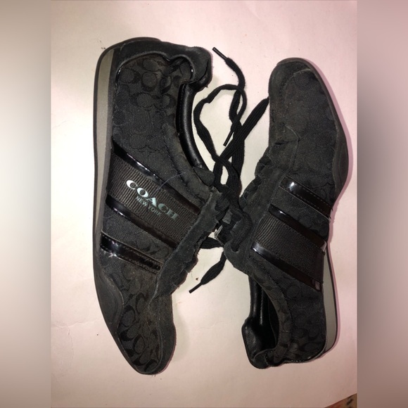 Coach New York Remonna Shoes Women’s Size 9 B Sneakers Lace Up Canvas Black - Picture 4 of 12